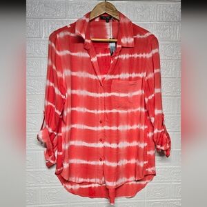 Velvet Heart Orange-ish / Mauve Long Sleeve Button Down Blouse Size Medium